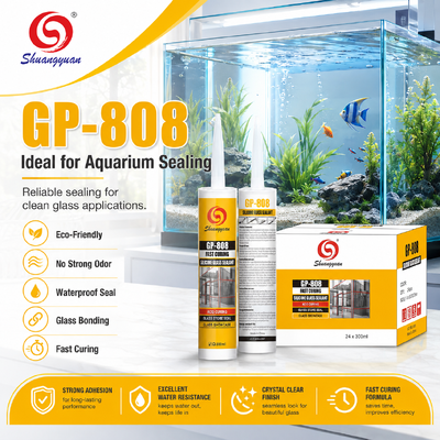 Kwaliteit GP-808 Eco-vriendelijk siliconen glasverzegelmiddel met snelle harding voor aquaria fabriek