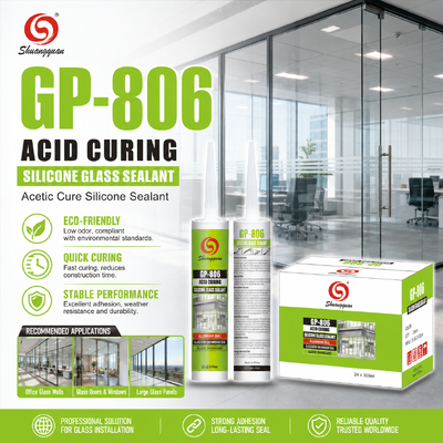 Buen precio GP-806 Sellador de silicona de curación acética ecológica para aplicaciones de vidrio interior en línea