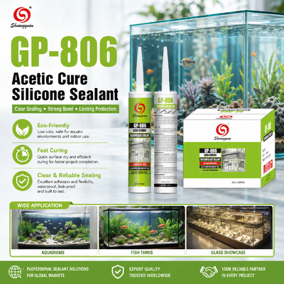 Buen precio Sellador de silicona para vidrio de propósito general GP-806 para acuarios, vitrinas, puertas y ventanas de vidrio en línea
